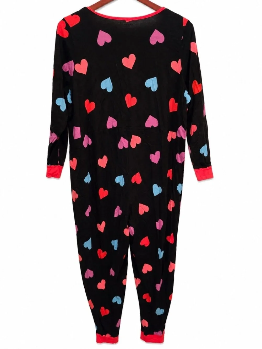 Avenue Plus Size 22/24 Heart Print Adult Onesie Pajamas Open Foot